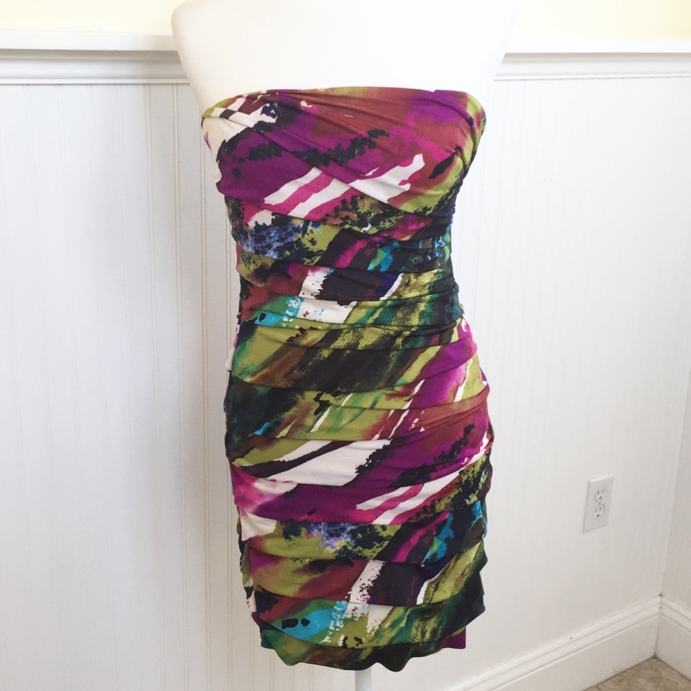 Speechless Colorful Layered-Ruffle Strapless Dress